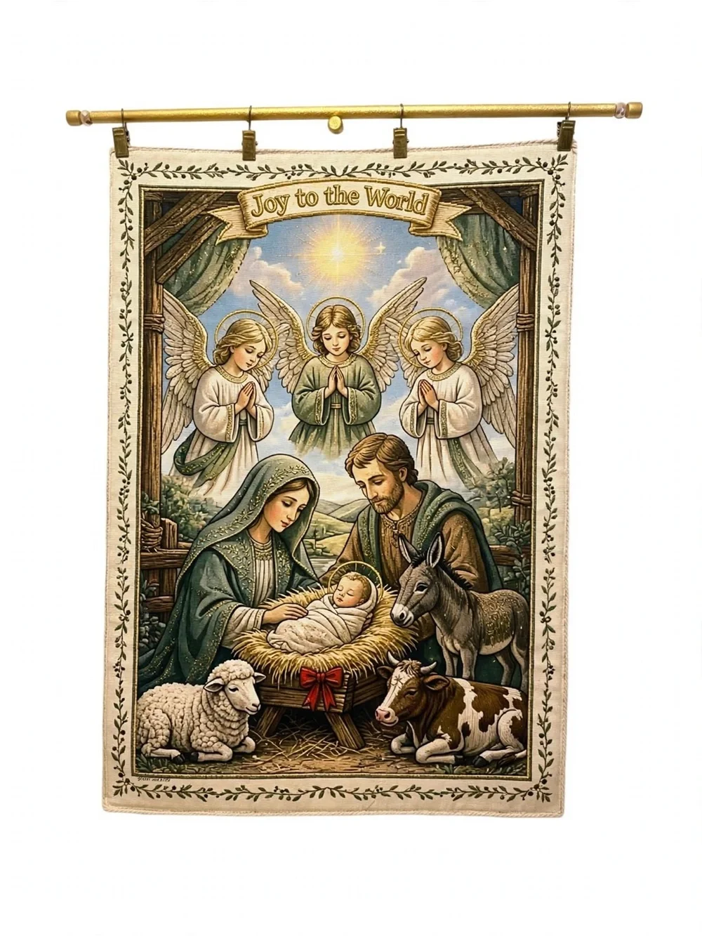 Nativity wall tapestry. My original digital design Art printed in cotton.21”x30”